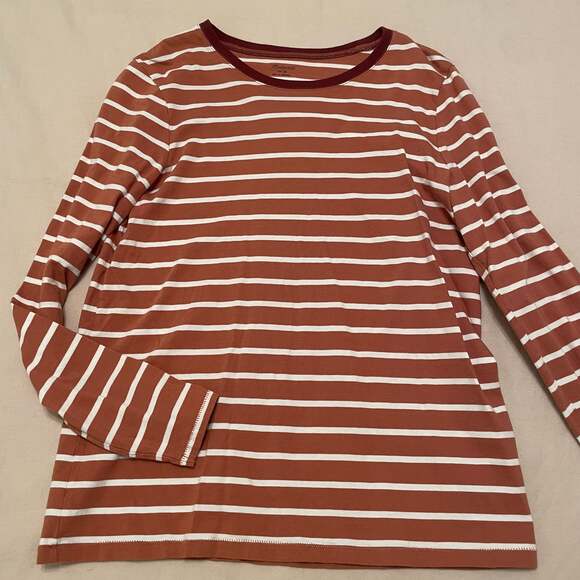 Madewell Rust Long Sleeve Stripe T-Shirt M - Picture 1 of 4
